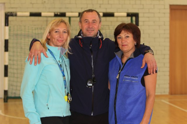 Mokytojai D. Naruševičienė, O. Lukatijevskis, M. Noreikienė.