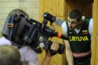 Lietuvos vyrų krepšinio rinktinės treniruotė.