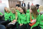 Moterų tinklinio rinktinės spaudos konferencija.