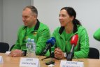 Moterų tinklinio rinktinės spaudos konferencija.