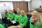 Moterų tinklinio rinktinės spaudos konferencija.