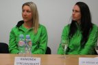 Moterų tinklinio rinktinės spaudos konferencija.