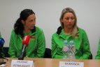 Moterų tinklinio rinktinės spaudos konferencija.