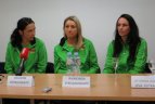 Moterų tinklinio rinktinės spaudos konferencija.