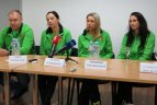 Moterų tinklinio rinktinės spaudos konferencija.
