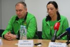 Moterų tinklinio rinktinės spaudos konferencija.