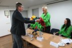 Moterų tinklinio rinktinės spaudos konferencija.