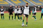 Lietuvos futbolo rinktinės treniruotė Ventspilyje.
