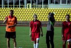 Lietuvos moterų futbolo rinktinės treniruotė, ruošiantis kovai dėl Baltijos taurės