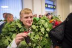 Boksininkų sutiktuvės Vilniaus oro uoste.