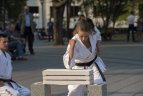 Karate klubo "Budora" auklėtiniai Vilniaus centre.