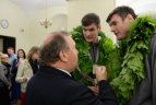 Lietuvos krepšinio rinktinės priėmimas Vilniaus rotušėje.