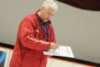 Lietuvos ledo ritulio rinktinė ir naujasis jos treneris S. Borisovas.