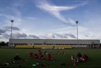 Lietuvos moterų futbolo rinktinės treniruotė, ruošiantis kovai dėl Baltijos taurės
