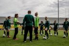 Lietuvos moterų futbolo rinktinės treniruotė, ruošiantis kovai dėl Baltijos taurės