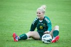 Lietuvos moterų futbolo rinktinės treniruotė, ruošiantis kovai dėl Baltijos taurės