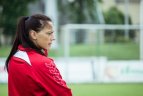 Lietuvos moterų futbolo rinktinės treniruotė, ruošiantis kovai dėl Baltijos taurės