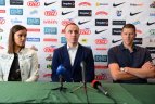 Lietuvos moterų krepšinio rinktinės spaudos konferencija.