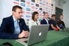 Lietuvos moterų krepšinio rinktinės spaudos konferencija.