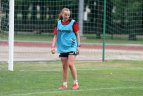 Lietuvos moterų futbolo rinktinės treniruotė.