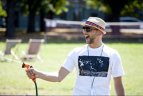 Lukiškių aikštėje badmintoną žaidė Vilniaus kūrybinis elitas