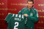 Žiniasklaidai pristatytas VMFD "Žalgiris" naujokas Andrius Skerla.